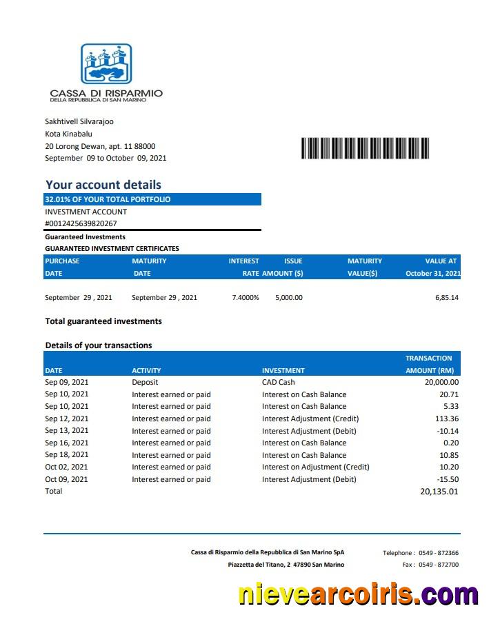San Marino Cassa di Risparmio excel pdf